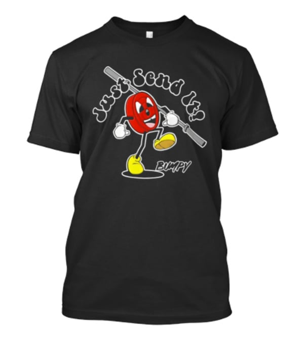 Just Send It Cartoon Weight Plate Lifting PUMPY T-Shirt