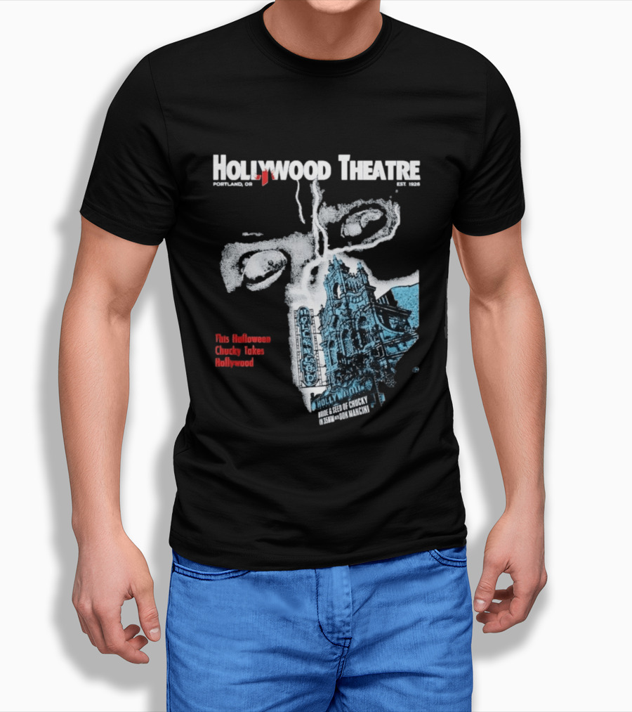 Chucky Takes Hollywood Theatre Portland Halloween Bride Seed Of Chucky 2023 T-Shirt