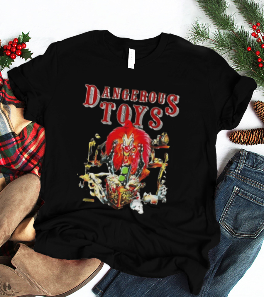 Dangerous Toys Scary Clown Red Hair Jack In The Box T-Shirt