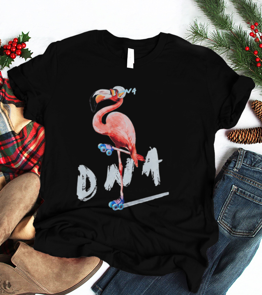 DNA Flamingo Roller Skates Fun Night T-Shirt