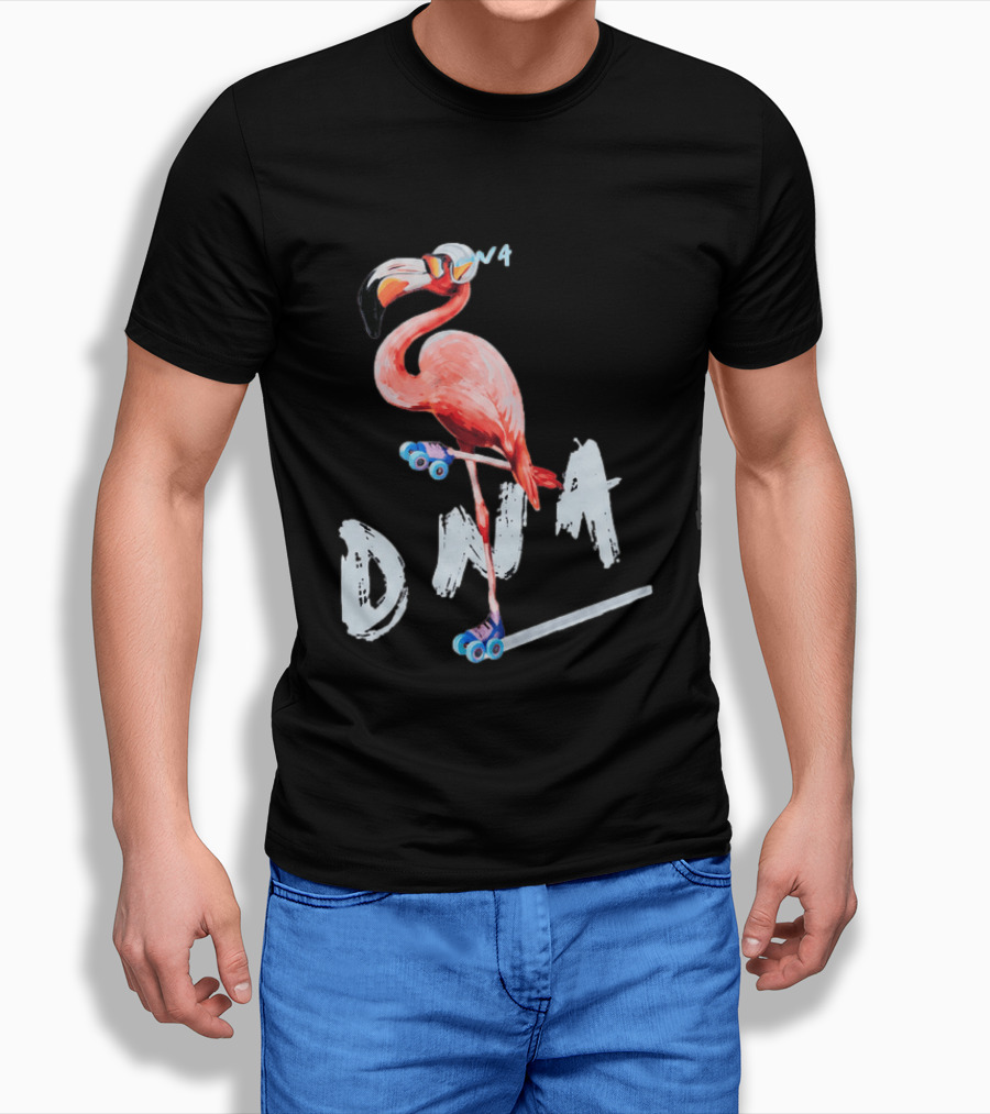 DNA Flamingo Roller Skates Fun Night T-Shirt