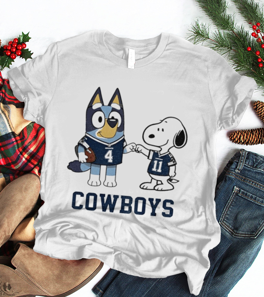 Bluey Snoopy Cowboys Football Team Friendship T-Shirt