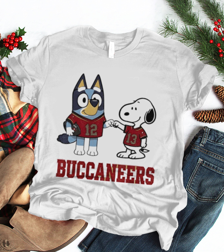 Bluey Snoopy Tampa Bay Buccaneers Football Friends T-Shirt