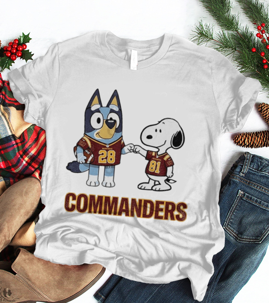 Bluey Snoopy Commanders Football 28 81 T-Shirt