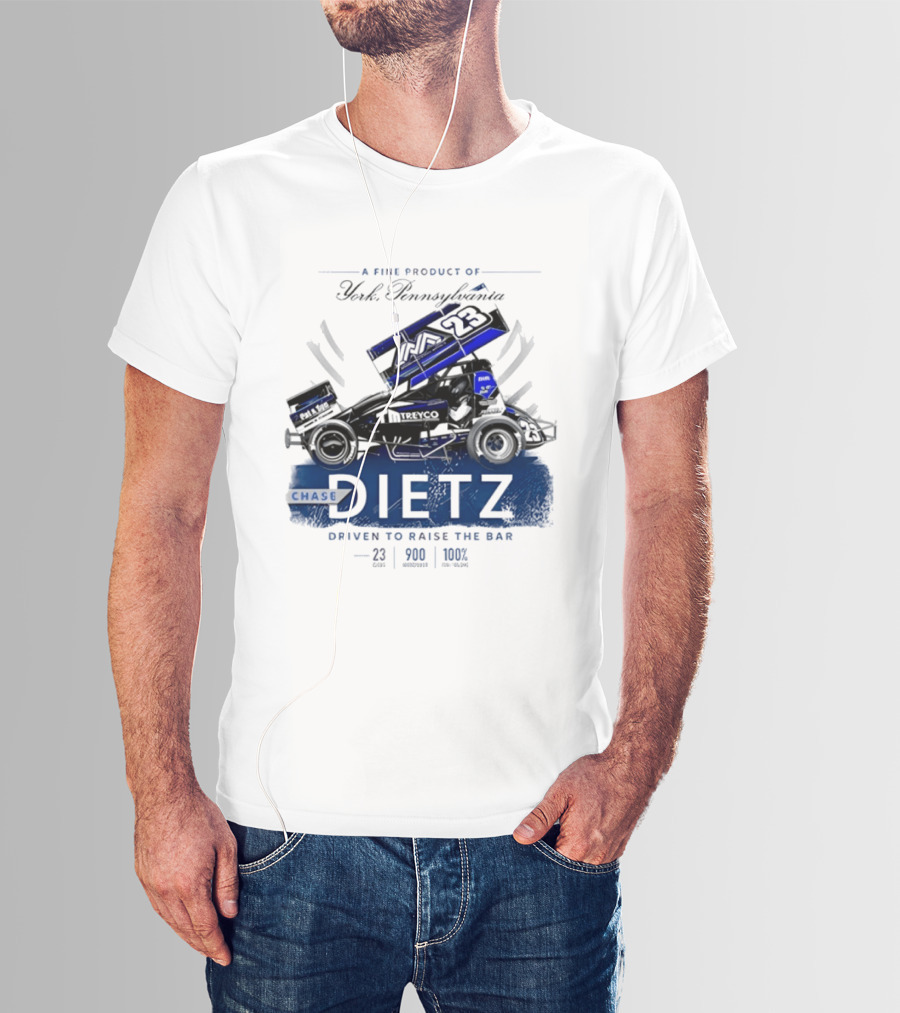 Chase Dietz Sprint Car 23 Driven To Raise The Bar York Pennsylvania Racing T-Shirt