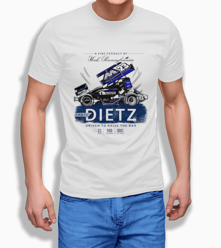 Chase Dietz Sprint Car 23 Driven To Raise The Bar York Pennsylvania Racing T-Shirt