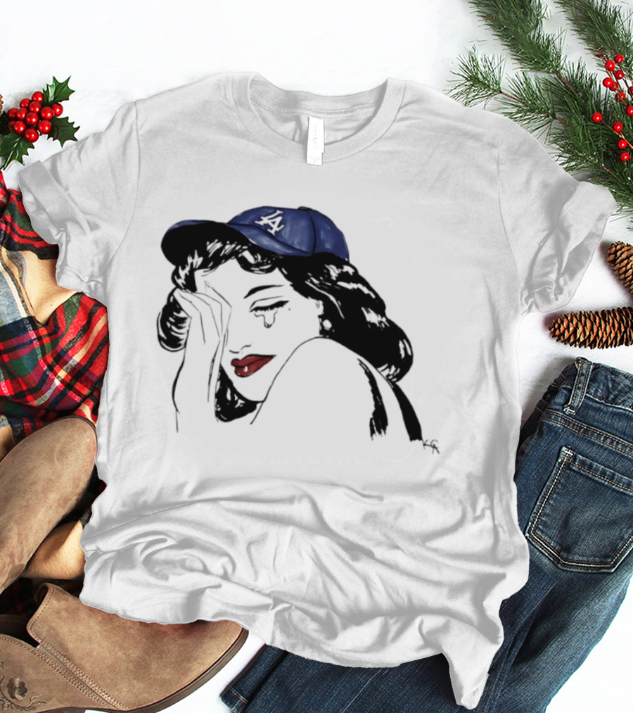 Los Angeles Dodgers Cap Crying Woman Pop T-Shirt