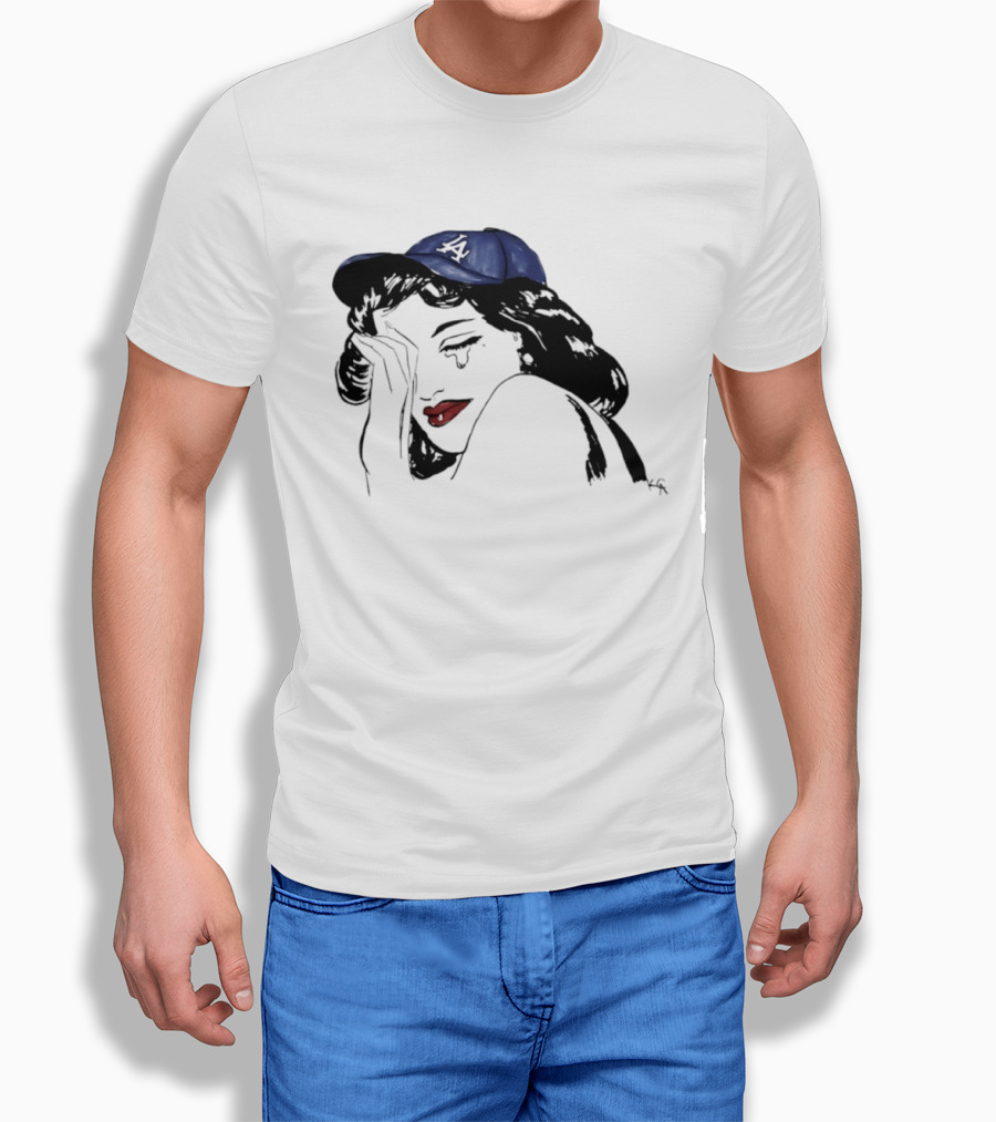 Los Angeles Dodgers Cap Crying Woman Pop T-Shirt