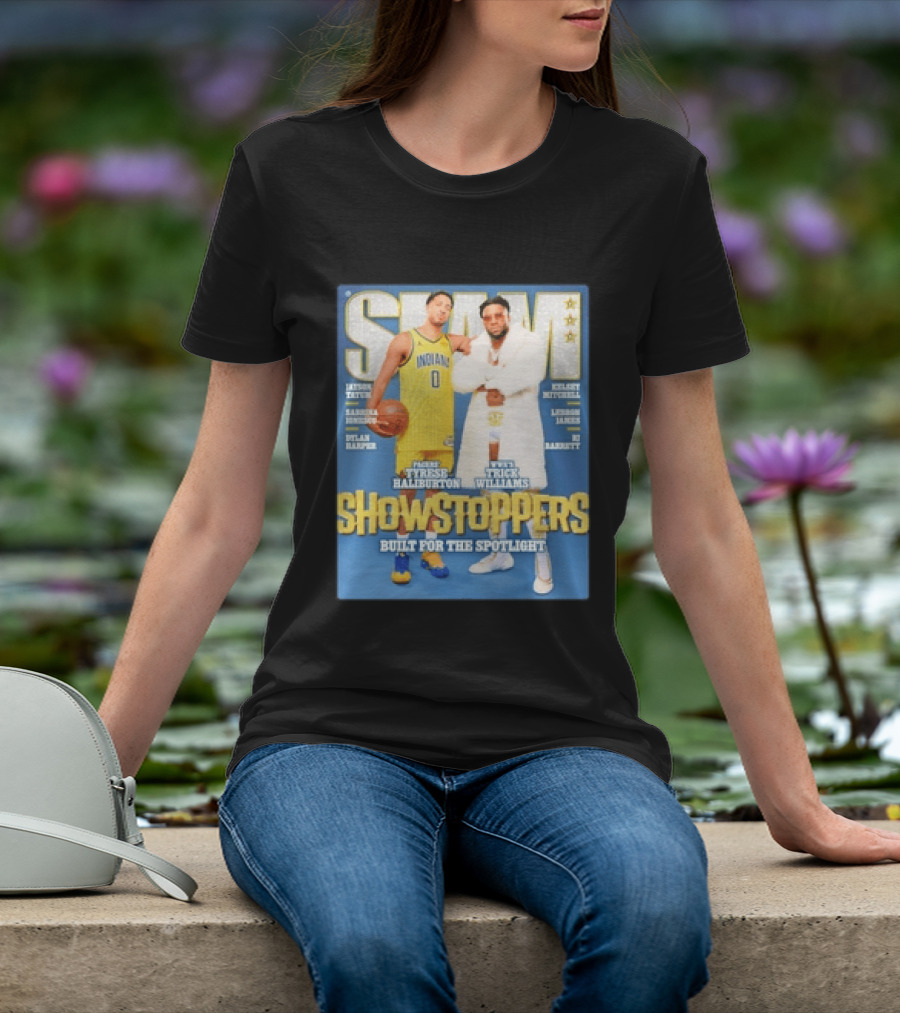 Slam Featuring Tyrese Haliburton And Trick Williams Showstoppers Built For The Spotlight T-Shirt