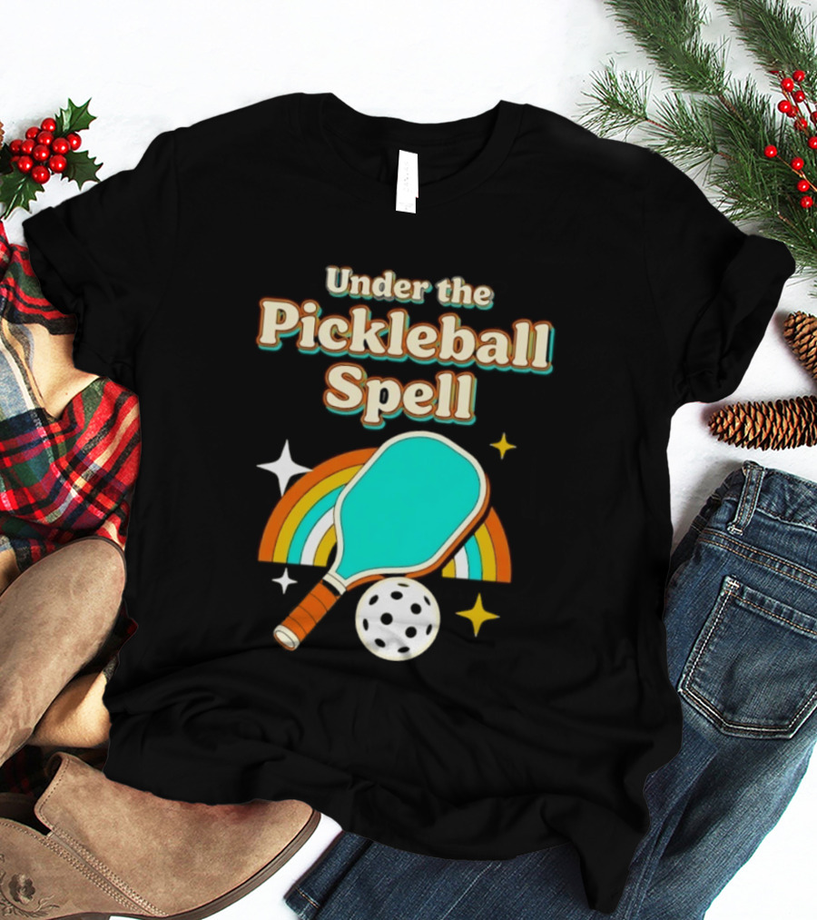 Under The Pickleball Spell Paddle And Rainbow Magic T-Shirt