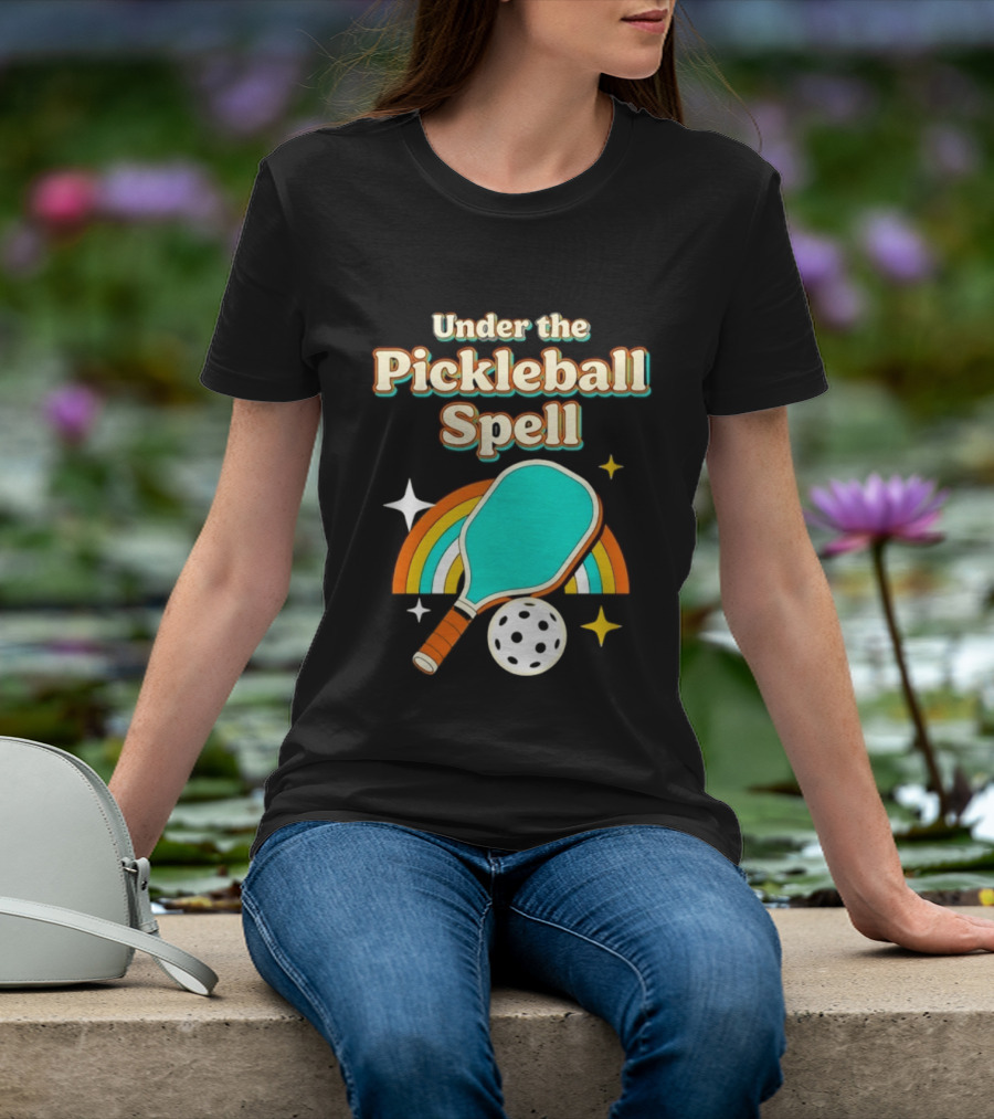 Under The Pickleball Spell Paddle And Rainbow Magic T-Shirt