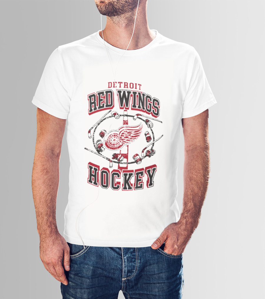 Detroit Red Wings Hockey Vintage Style Distressed Circle T-Shirt
