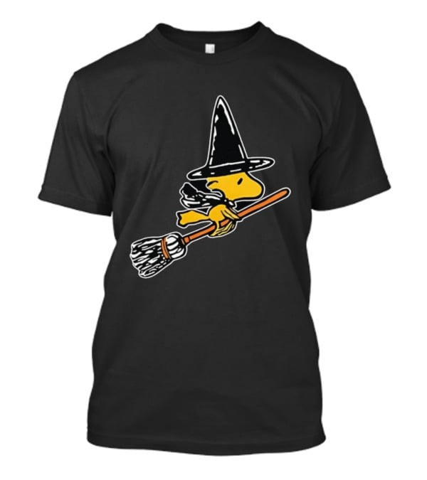Woodstock Peanuts Halloween Witch Flying On Broomstick T-Shirt