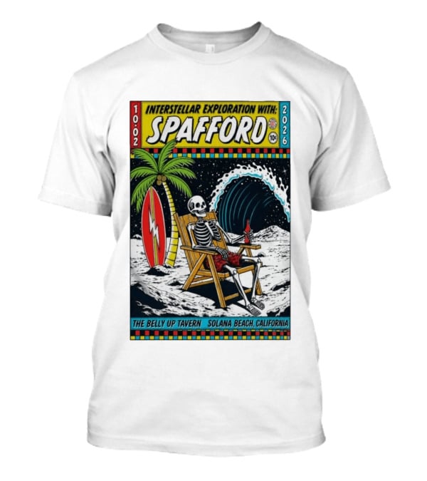 Interstellar Exploration With Spafford Skeleton Surfing At The Belly Up Tavern Solana Beach California October 2 2026 T-Shirt
