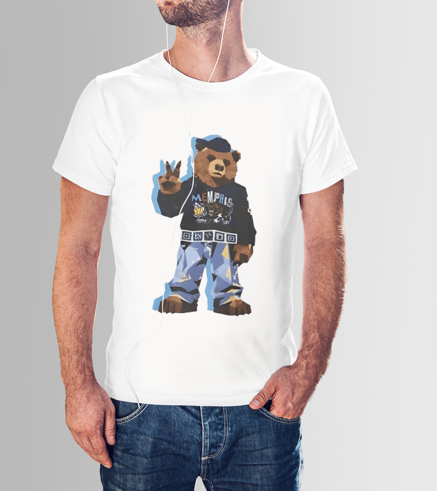 Memphis Grizzlies Bear Peace Sign Retro Style Fashionable Team Spirit T-Shirt
