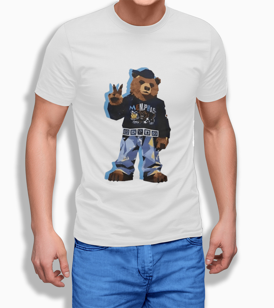Memphis Grizzlies Bear Peace Sign Retro Style Fashionable Team Spirit T-Shirt