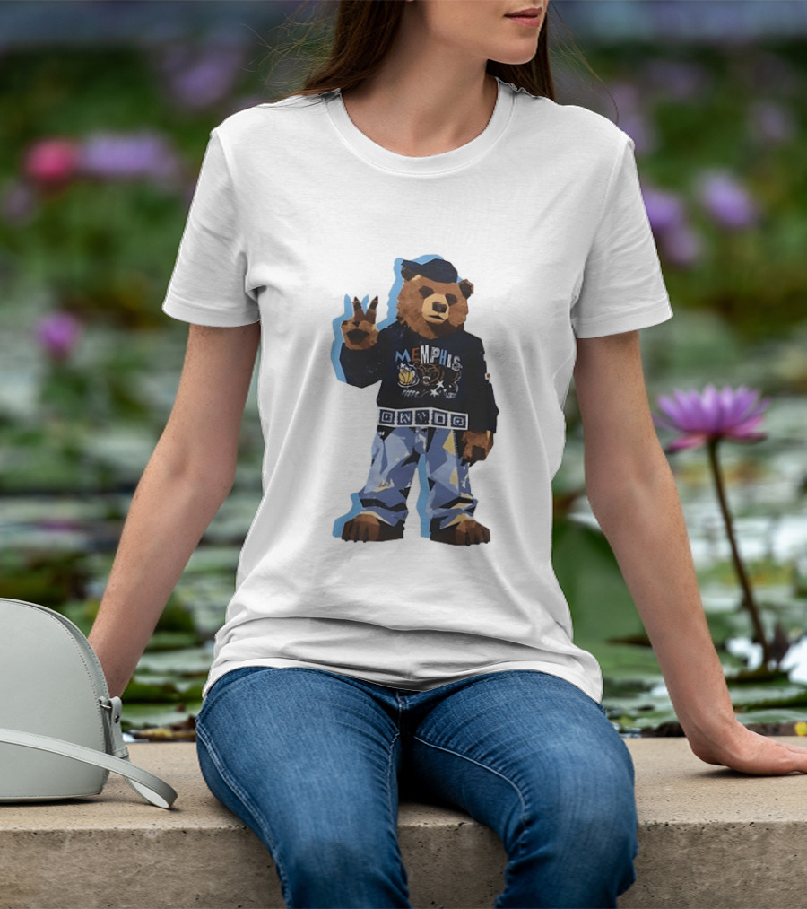 Memphis Grizzlies Bear Peace Sign Retro Style Fashionable Team Spirit T-Shirt