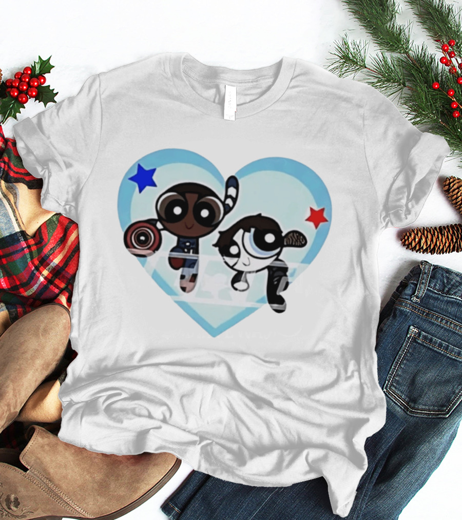 Powerpuff Girls Captain America Winter Soldier Heart Stars T-Shirt