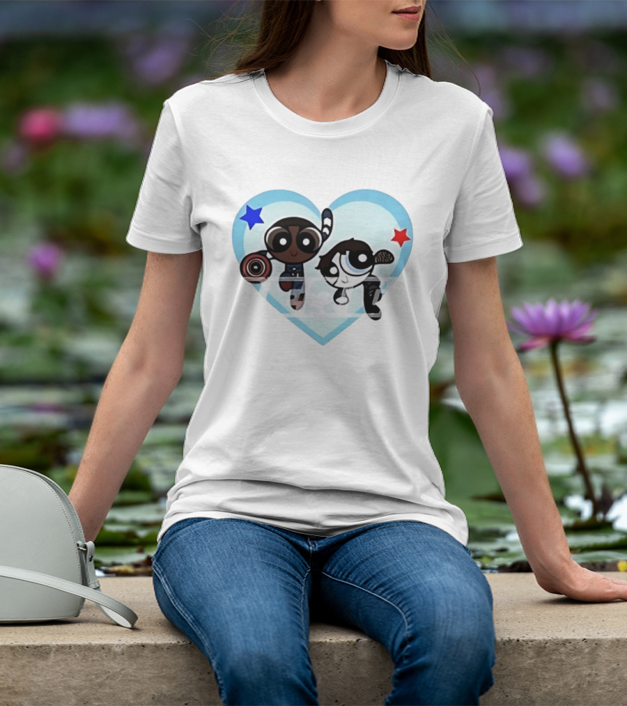 Powerpuff Girls Captain America Winter Soldier Heart Stars T-Shirt