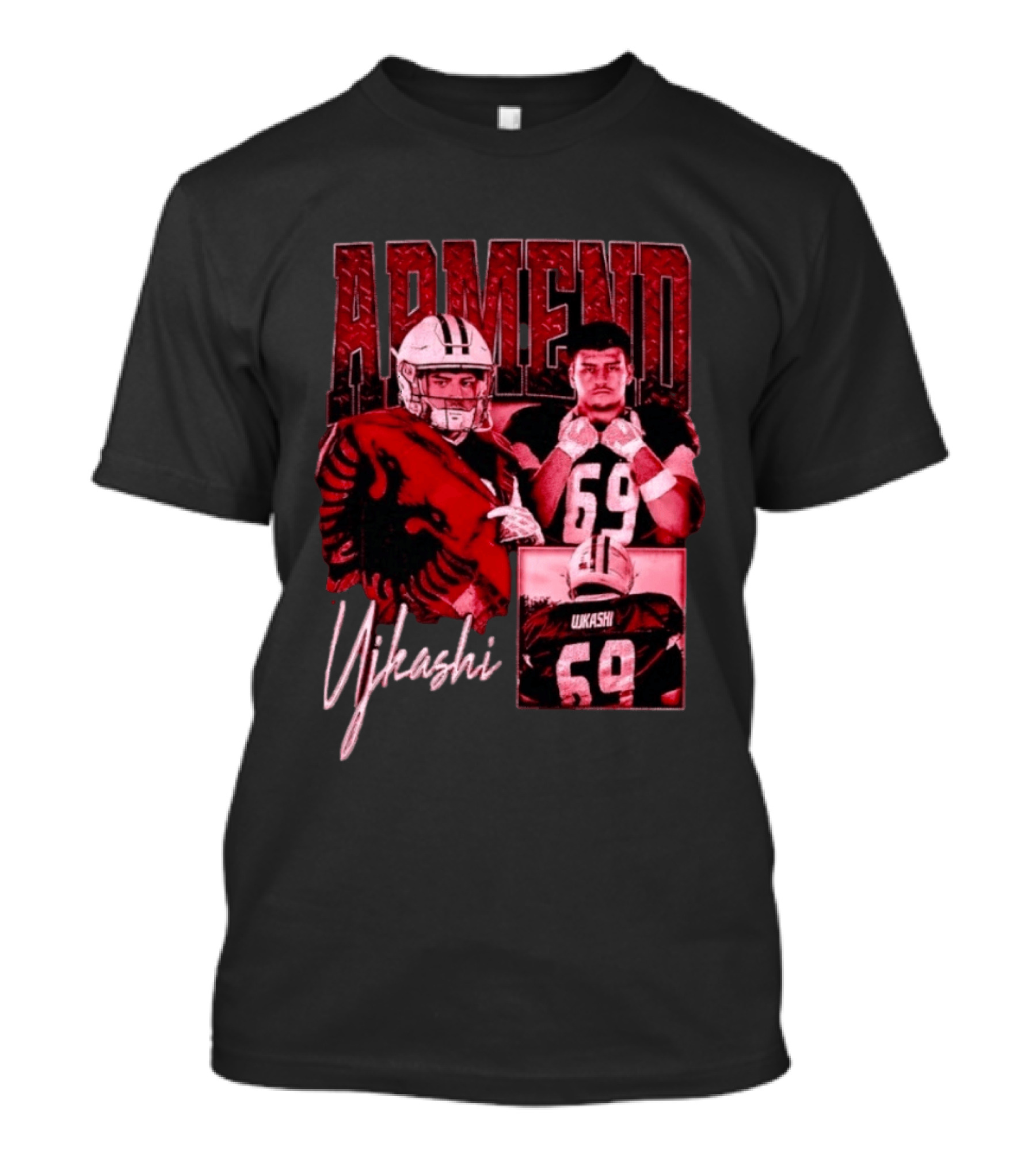 Armend Ujkashi 69 Football Player Athlete Championship Ready Red And Crimson T-Shirt