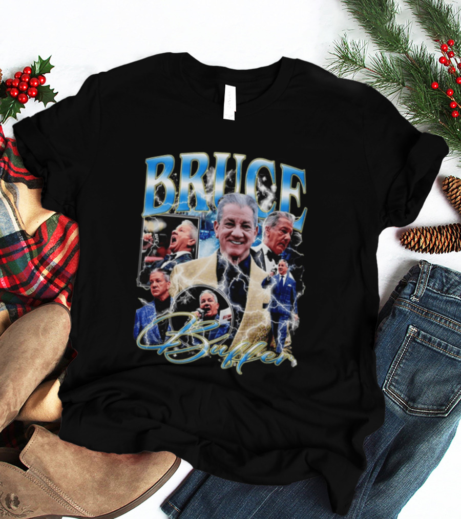 Bruce Buffer It's Time Fight Night Blue Gold Montage T-Shirt