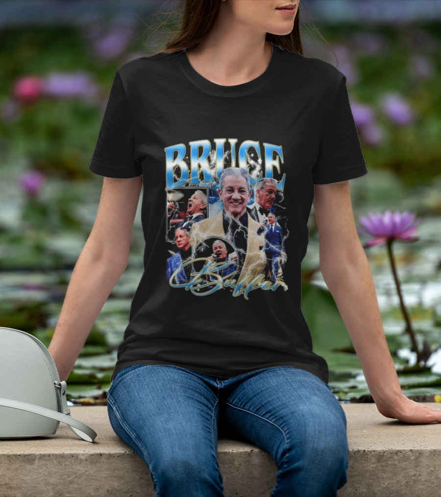 Bruce Buffer It's Time Fight Night Blue Gold Montage T-Shirt