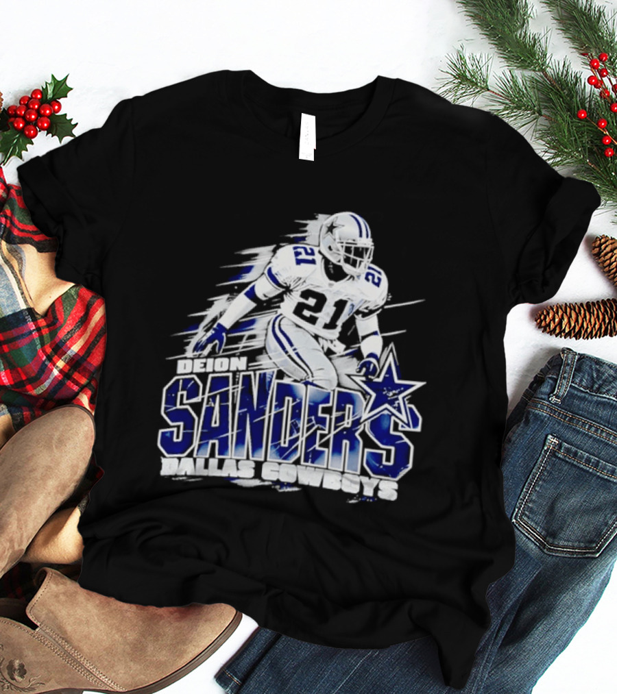 Deion Sanders Dallas Cowboys 21 Star Football Legend T-Shirt