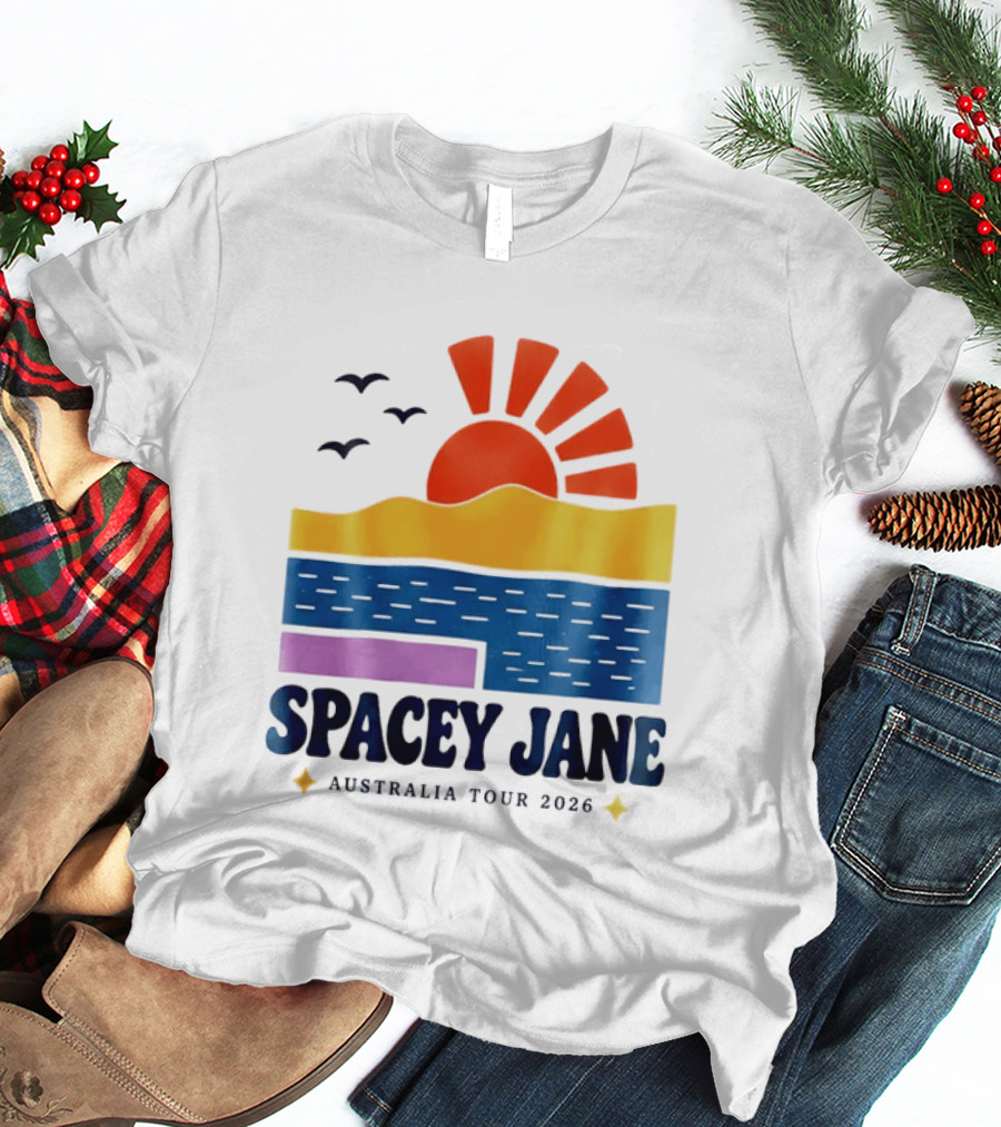 Spacey Jane Australia Tour 2026 Indie Rock Ocean Sunset Birds T-Shirt