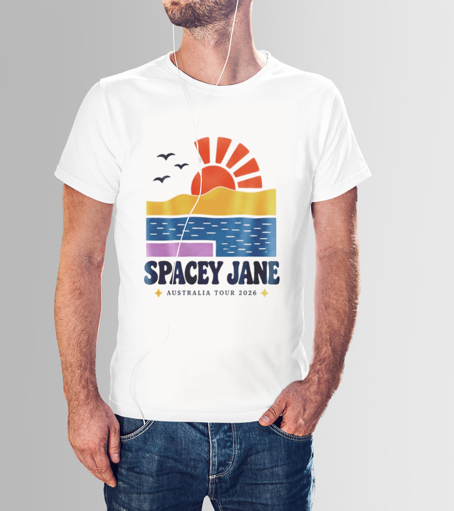 Spacey Jane Australia Tour 2026 Indie Rock Ocean Sunset Birds T-Shirt