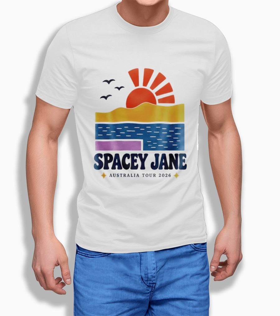 Spacey Jane Australia Tour 2026 Indie Rock Ocean Sunset Birds T-Shirt