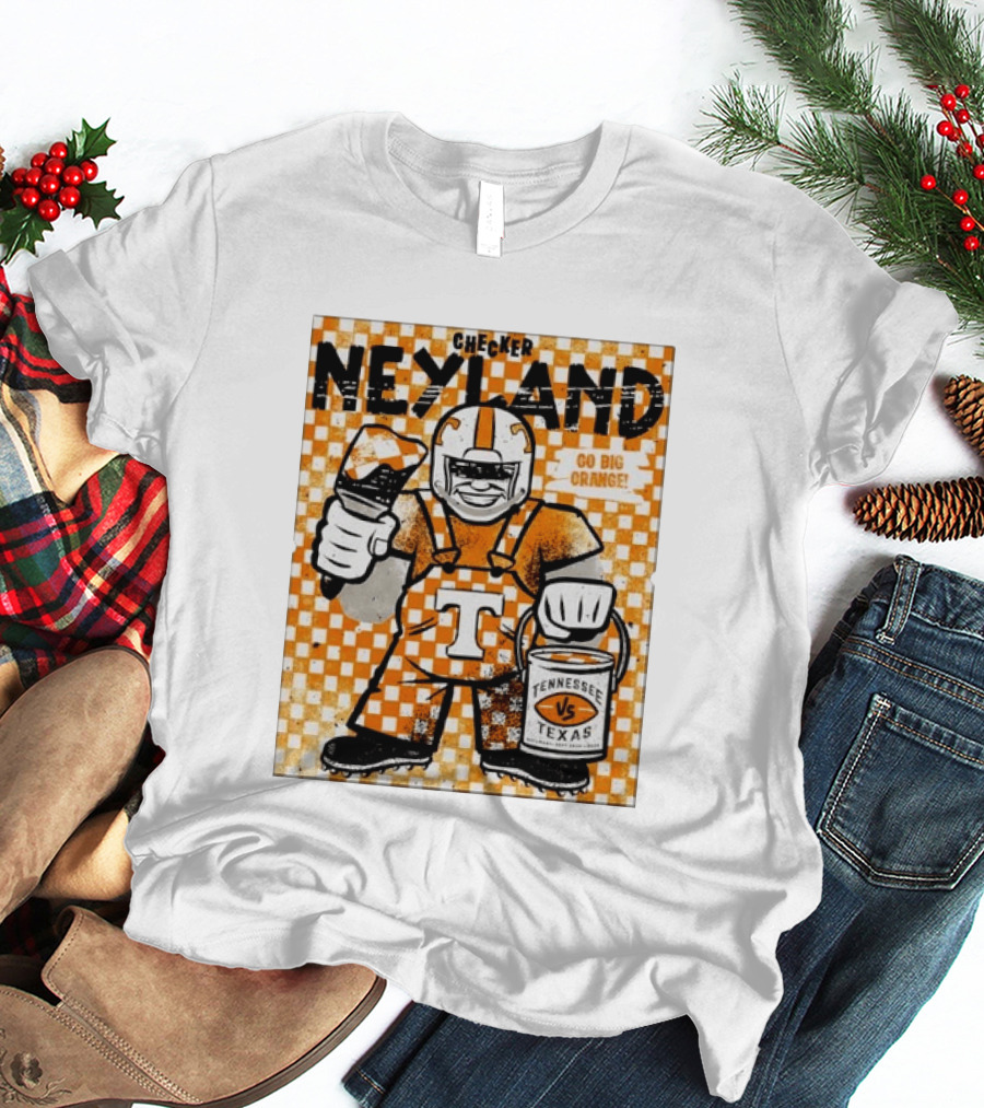 Checker Neyland Go Big Orange Tennessee Volunteers VS Texas Saturday T-Shirt