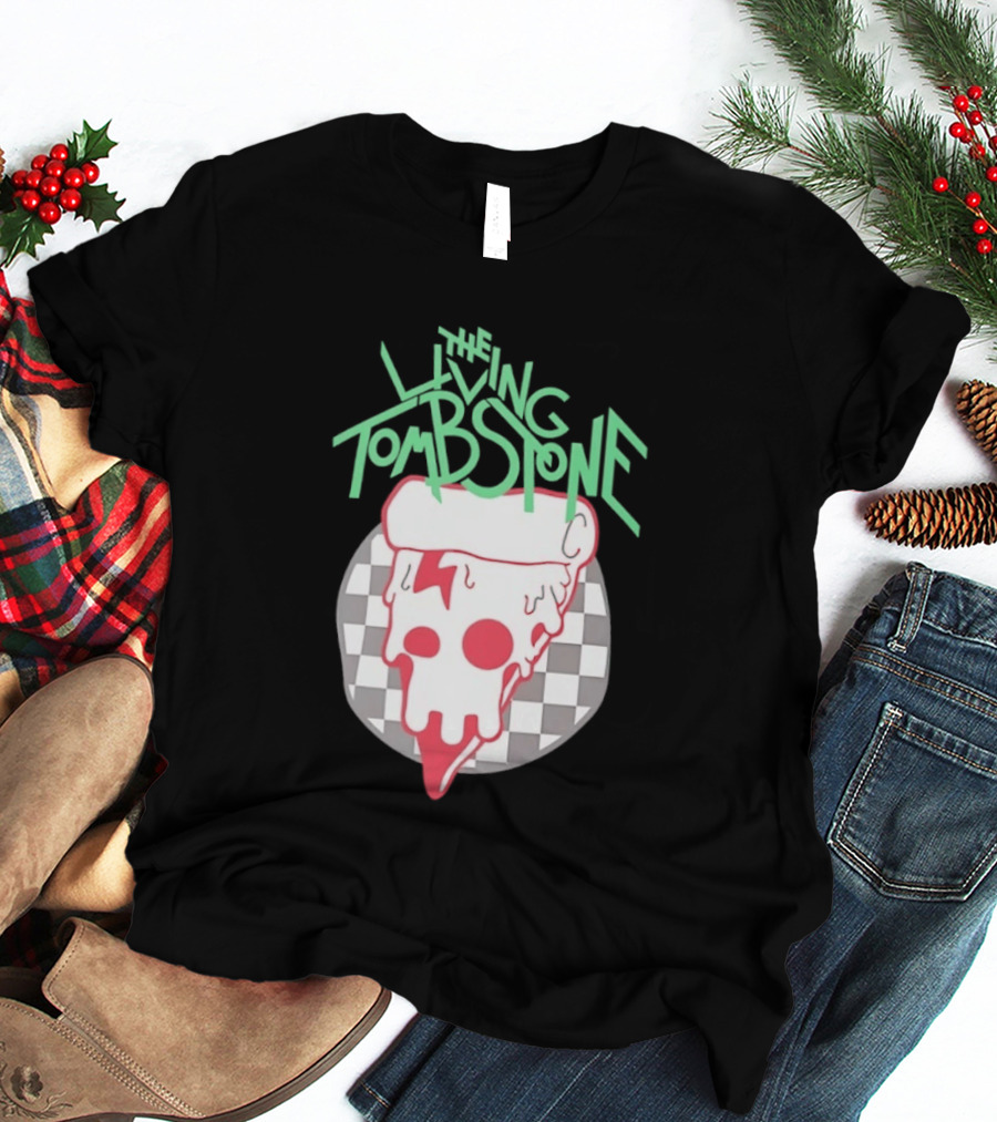The Living Tombstone Pizza Skull Checkered T-Shirt