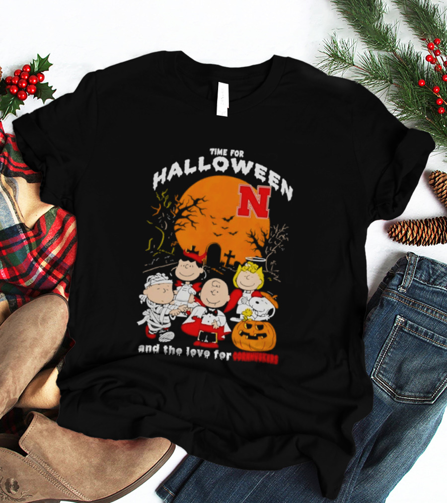 Time For Halloween Nebraska Cornhuskers Peanuts Characters T-Shirt