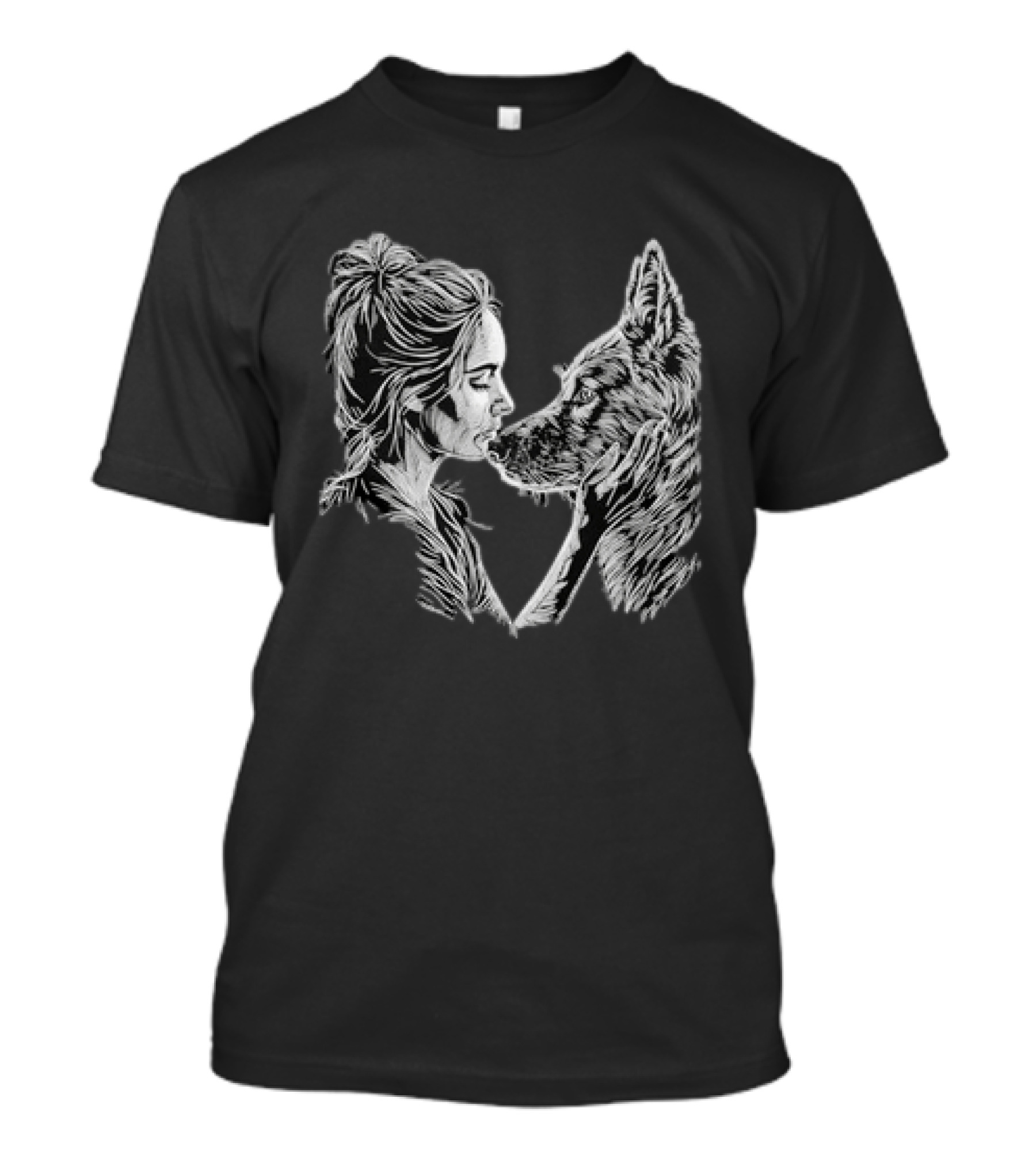 Girl And German Shepherd Dog Line Pet Artful Connection T-Shirt