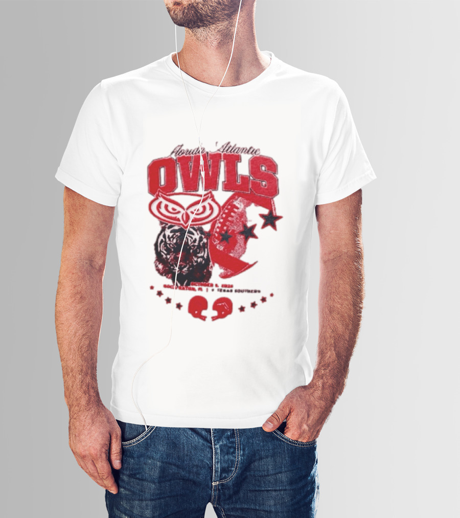 Florida Atlantic Owls Boca Raton Texas Southern 2026 Football Tiger Art Stars Red T-Shirt