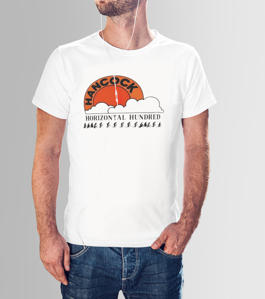 Hancock Horizontal Hundred Cycling Event Logo With Orange Sun And Cyclists T-Shirt
