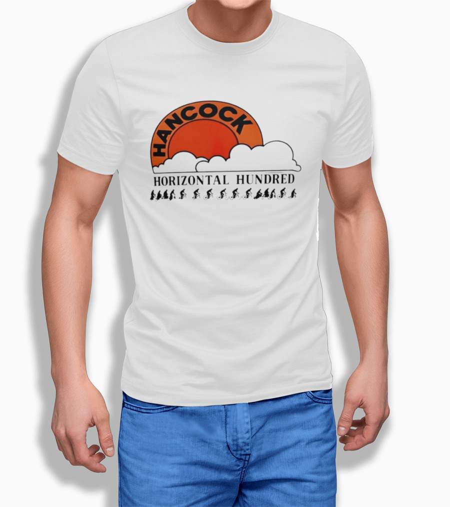 Hancock Horizontal Hundred Cycling Event Logo With Orange Sun And Cyclists T-Shirt