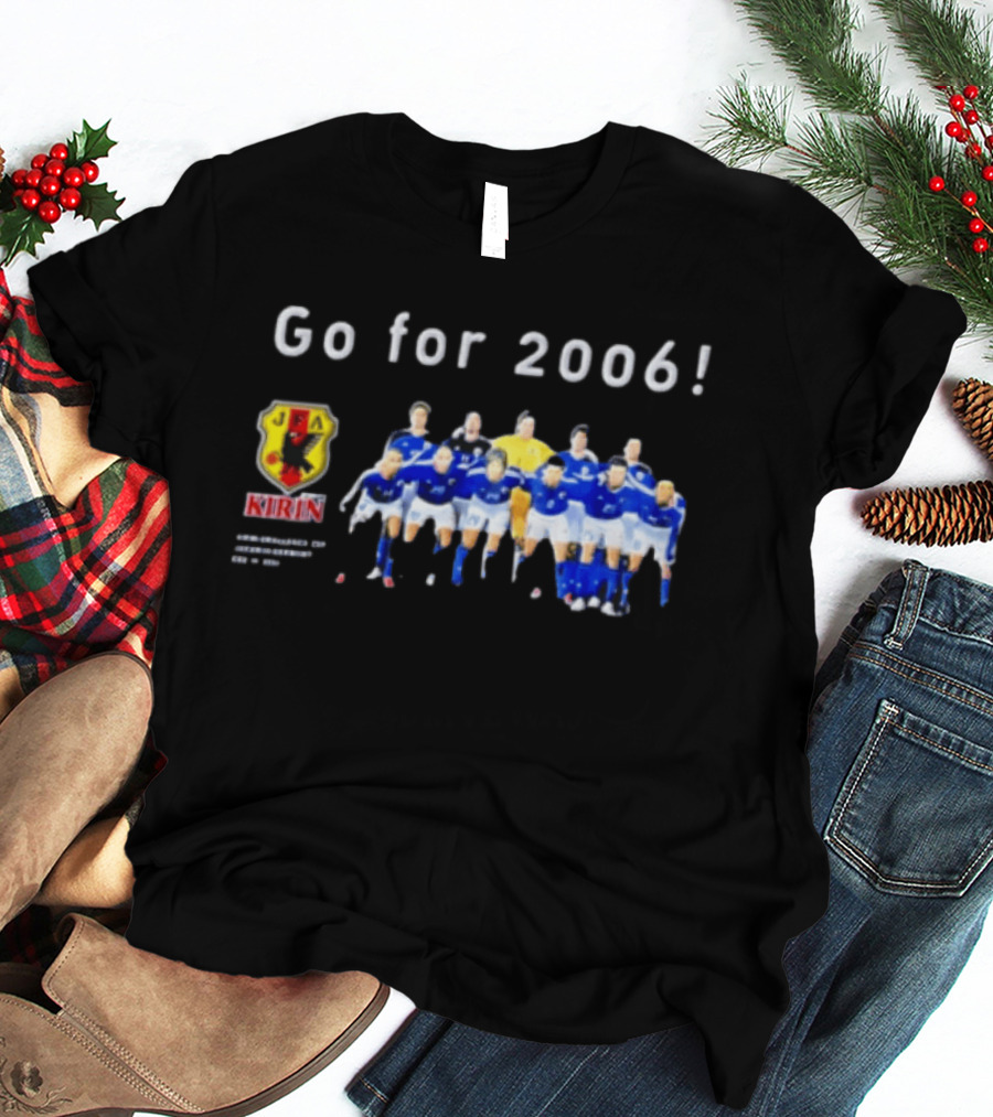 Japan National Football Team Go For 2006 JFA Kirin Soccer Team Photo Blue Jerseys T-Shirt
