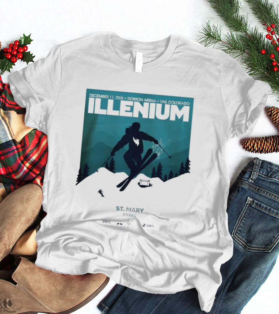 Illenium December 11 2026 Skiing Dobson Arena Vail Colorado Concert St Mary Paws T-Shirt