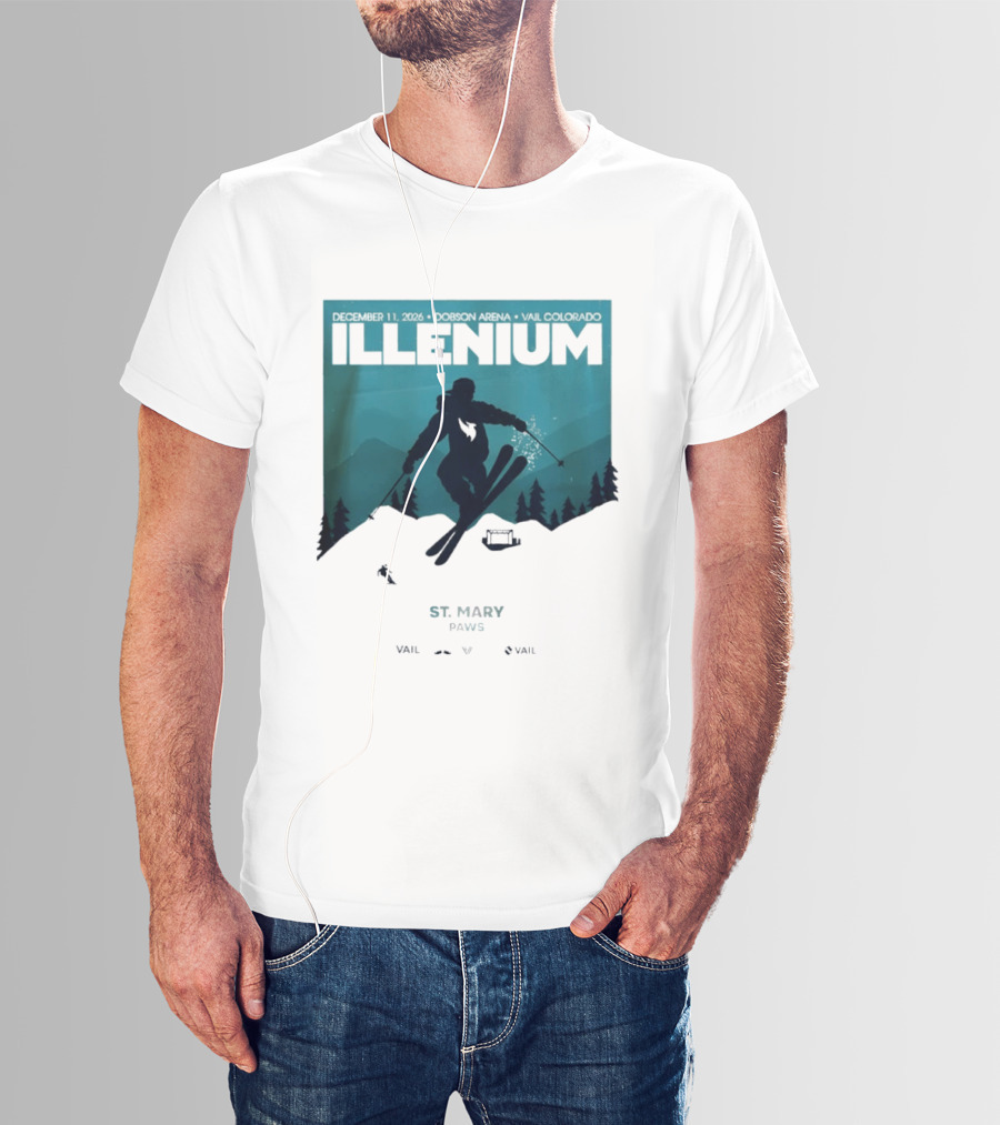 Illenium December 11 2026 Skiing Dobson Arena Vail Colorado Concert St Mary Paws T-Shirt