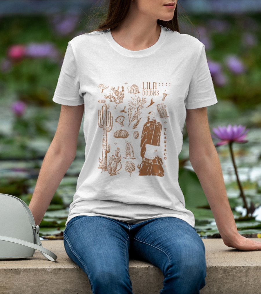 Lila Downs Mexico Tlaxiaco Mexican Singer With Floral And Cactus T-Shirt