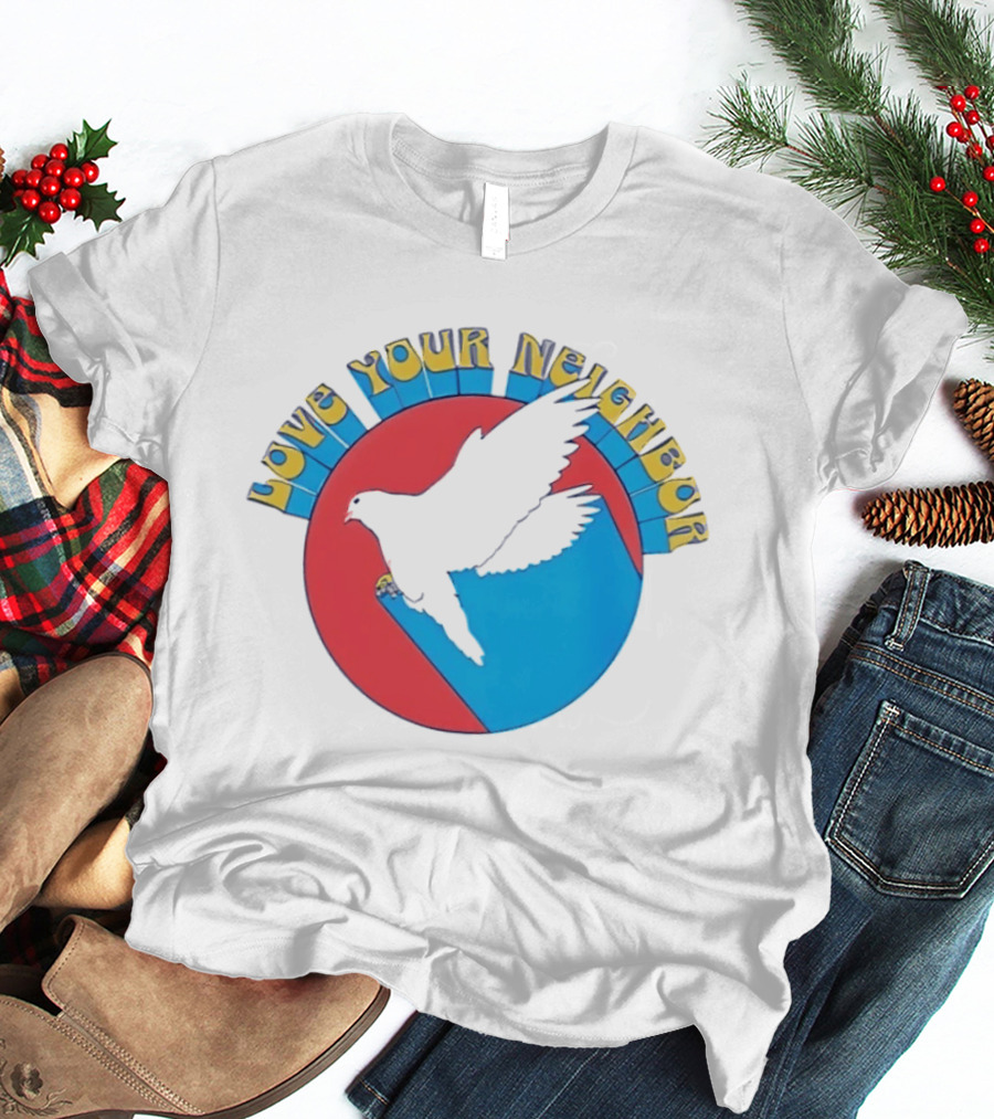 Love Your Neighbor Dove Peace Kindness Retro Circular T-Shirt