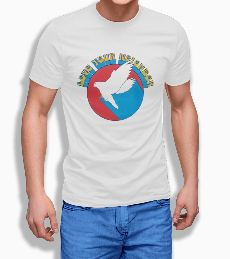 Love Your Neighbor Dove Peace Kindness Retro Circular T-Shirt