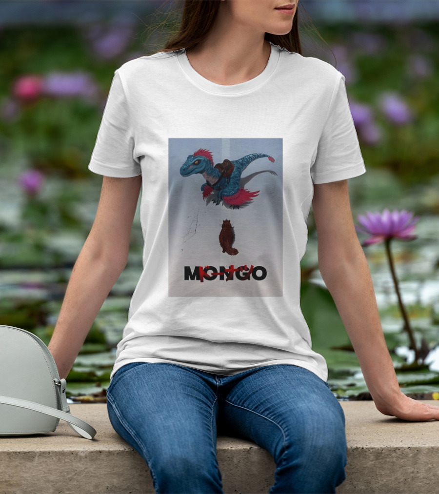 Mongo The Raptor Dinosaur And Cat Fantasy Adventure T-Shirt