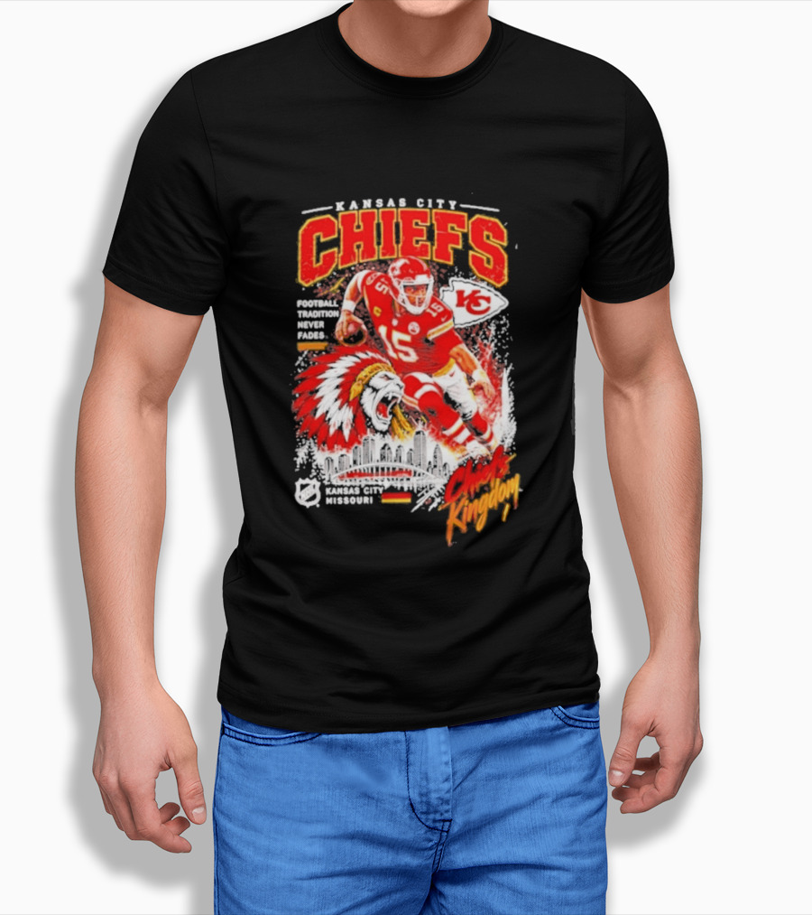 Kansas City Chiefs Football Tradition Never Fades Chiefs Kingdom Patrick Mahomes Skyline T-Shirt