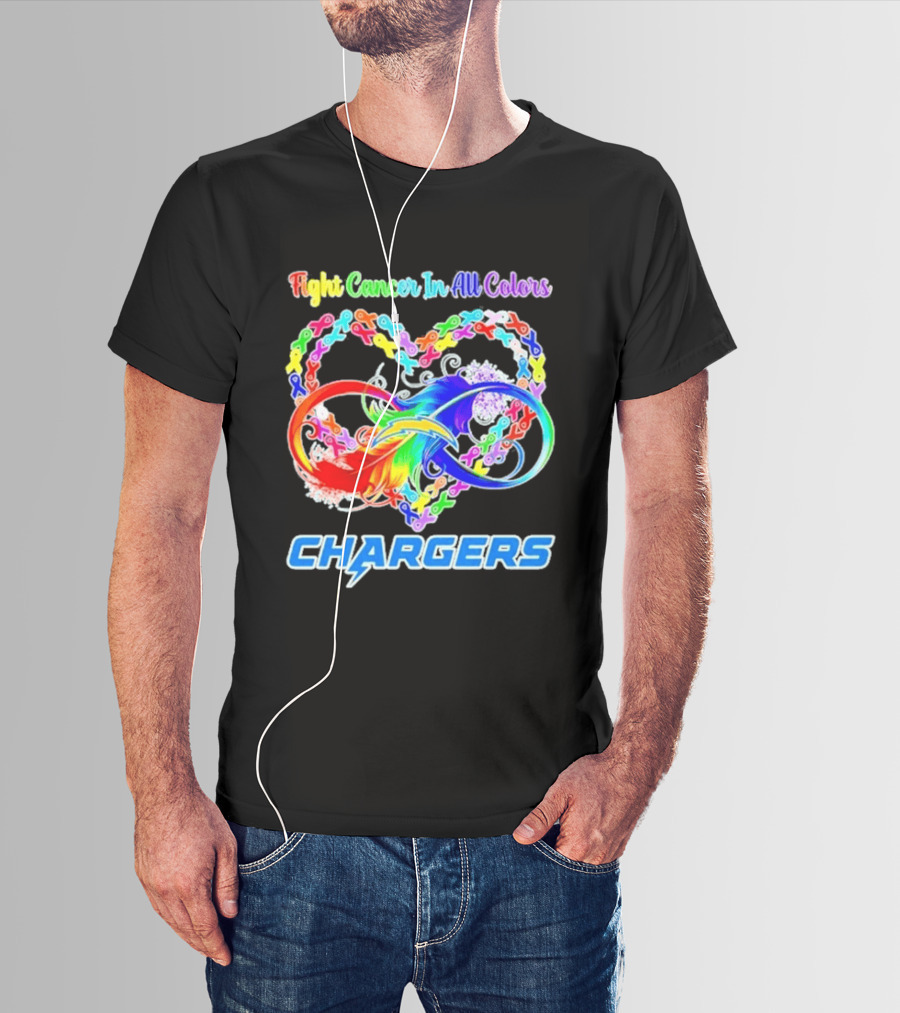 Fight Cancer In All Colors Los Angeles Chargers Infinity Heart T-Shirt