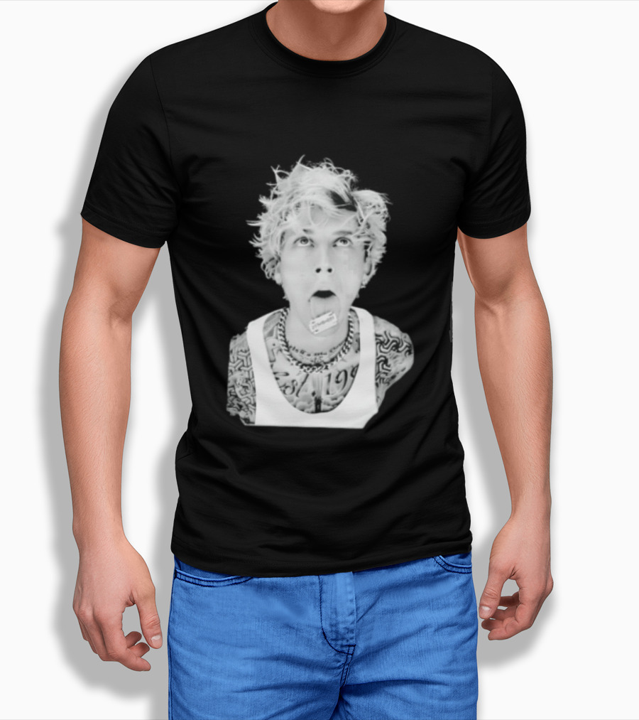 Machine Gun Kelly 1990 Blonde Hair Razor Tongue Tattoo Styling T-Shirt