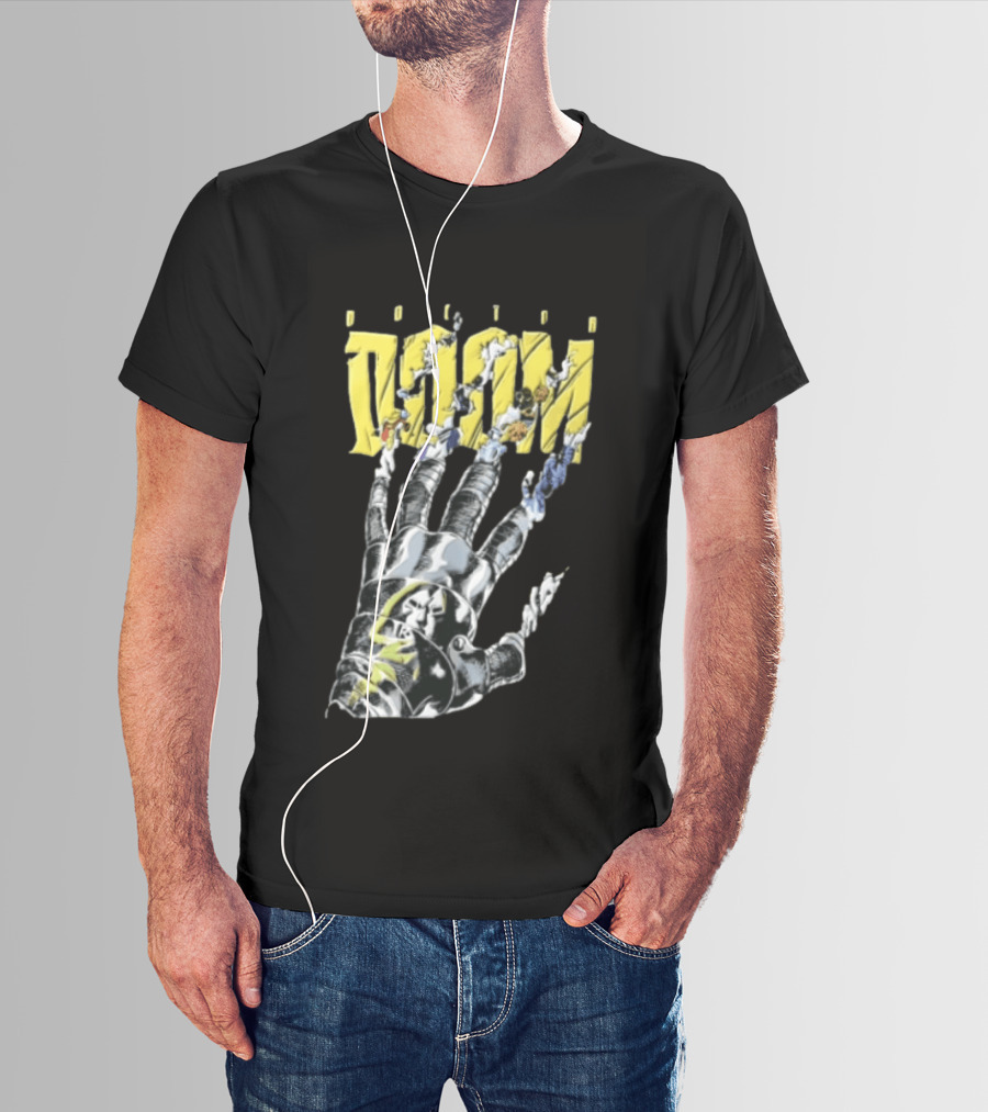 Marvel Doom Metal Gauntlet Ripping Through Paper T-Shirt