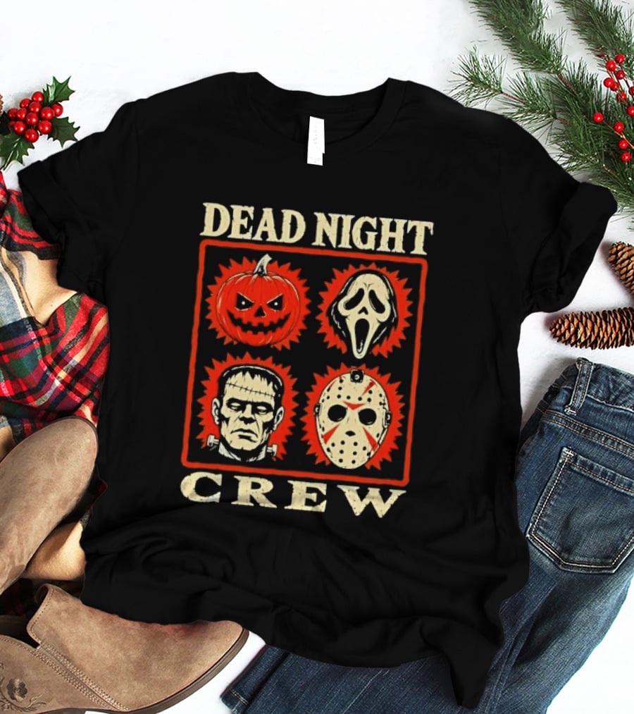 Dead Night Crew Halloween Horror Pumpkin Ghost Jason Voorhees Frankenstein T-Shirt