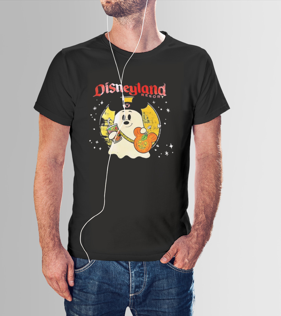 Distressed Disneyland Resort Mickey Mouse Ghost Halloween T-Shirt